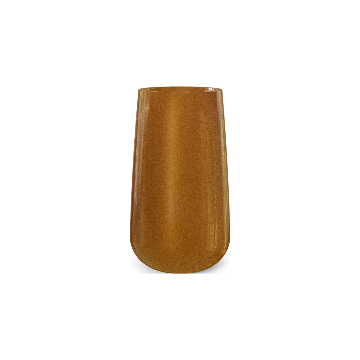 Saigon tall round tapered fiberglass planter in Metallic Bronze