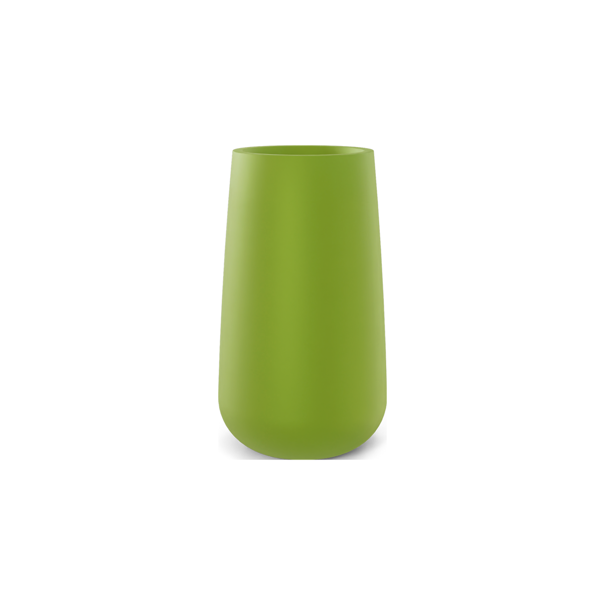 Saigon tall round tapered fiberglass planter in Satin Green