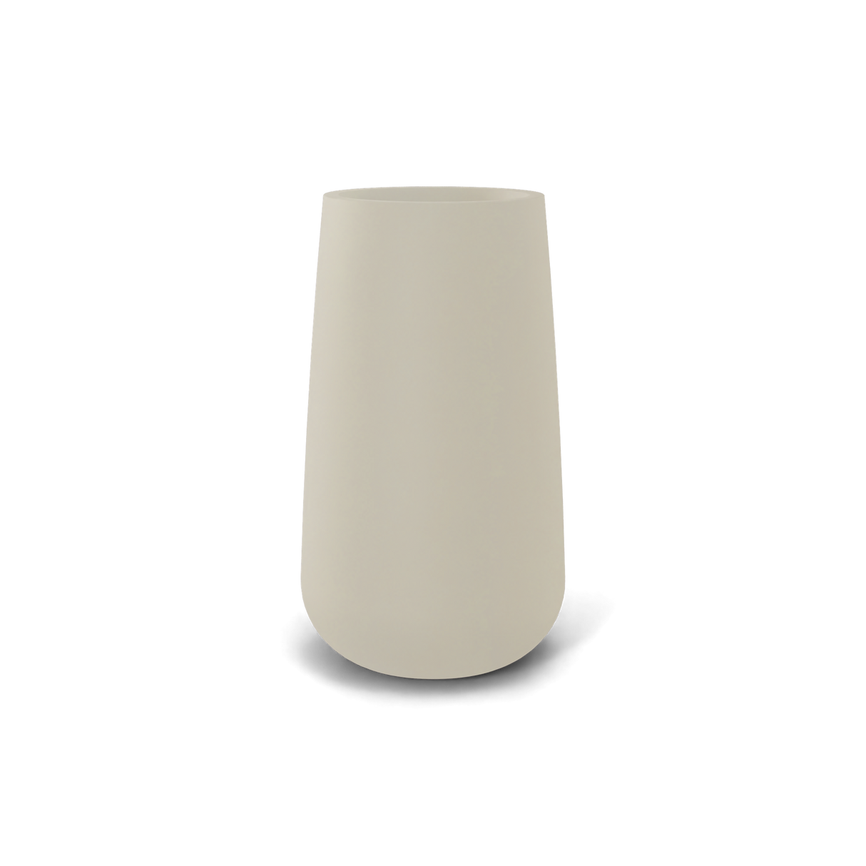 Saigon tall round tapered fiberglass planter in satin beige