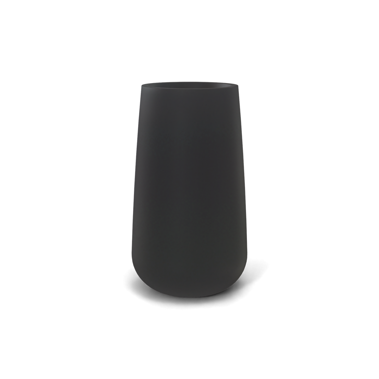 Saigon tall round tapered fiberglass planter in matte charcoal