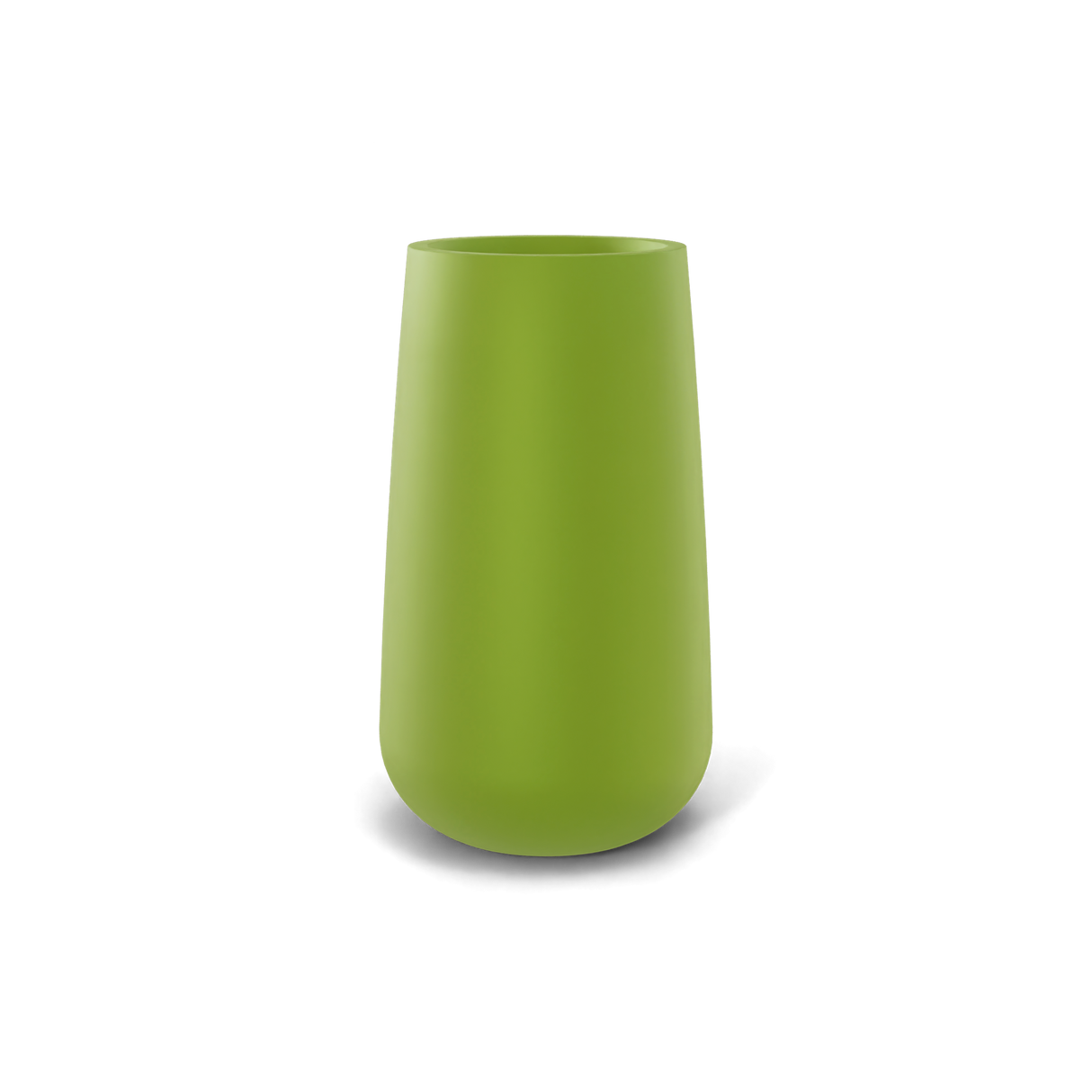 Saigon tall round tapered fiberglass planter in satin green