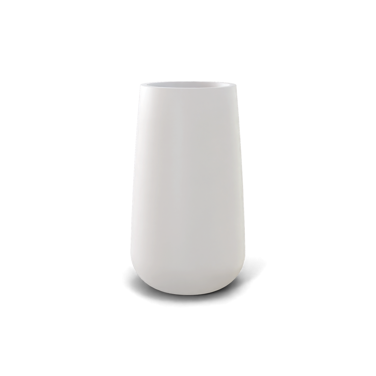 Saigon tall round tapered fiberglass planter in matte white
