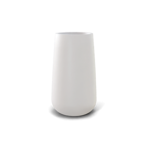 Saigon tall round tapered fiberglass planter in matte white