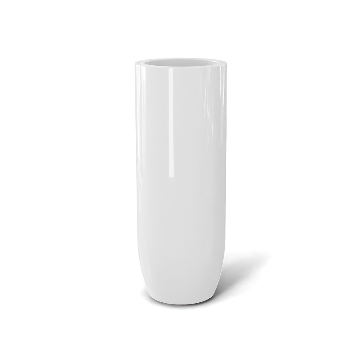 Saint Tropez bullet round fiberglass planter in Gloss Bright White