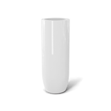 Saint Tropez bullet round fiberglass planter in Gloss Bright White