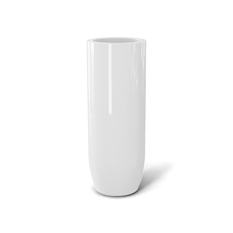 Saint Tropez bullet round fiberglass planter in Gloss Bright White