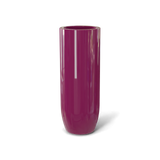 Saint Tropez bullet round fiberglass planter in Gloss Eggplant