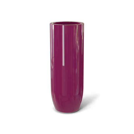 Saint Tropez bullet round fiberglass planter in Gloss Eggplant