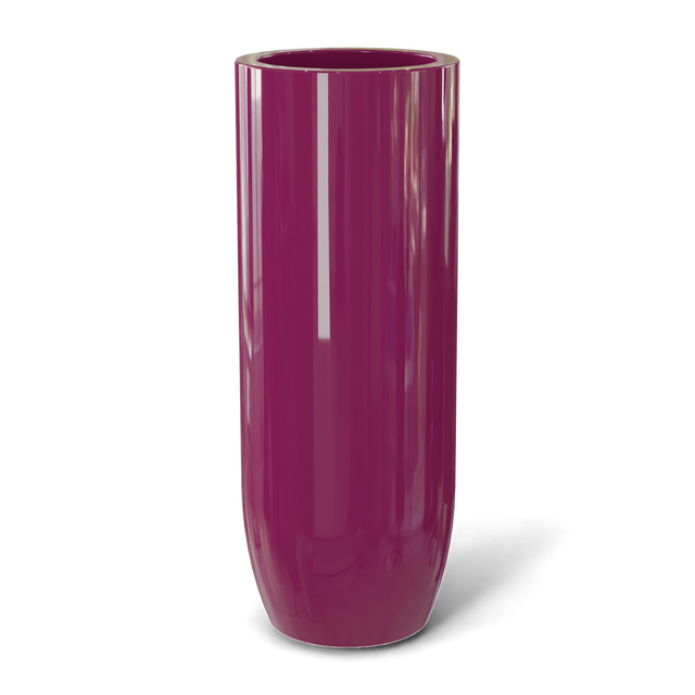 Saint tropez bullet round fiberglass planter in Gloss Eggplant, studio render