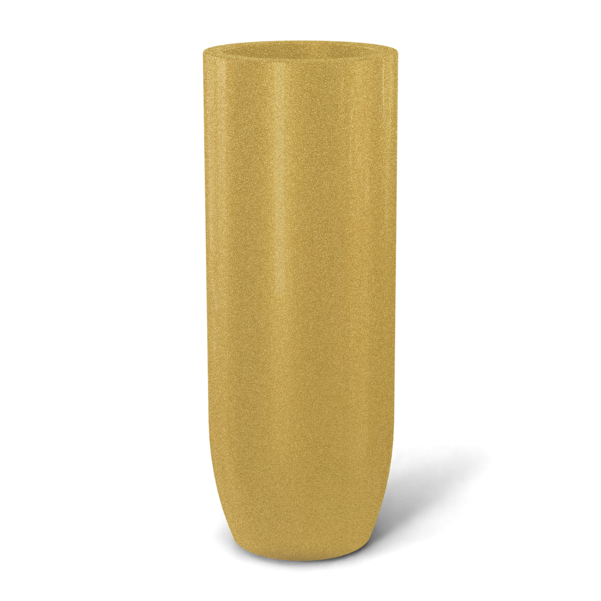 Saint tropez bullet round fiberglass planter in Gloss Metallic Gold, studio render