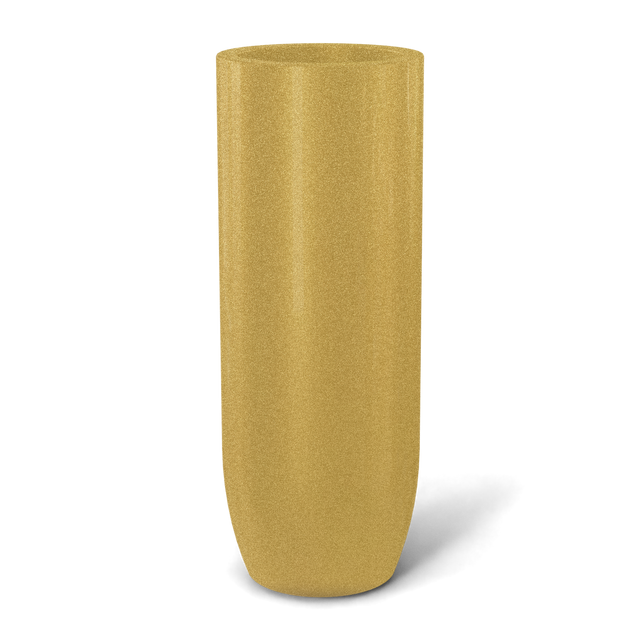 Saint tropez bullet round fiberglass planter in Gloss Metallic Gold, studio render