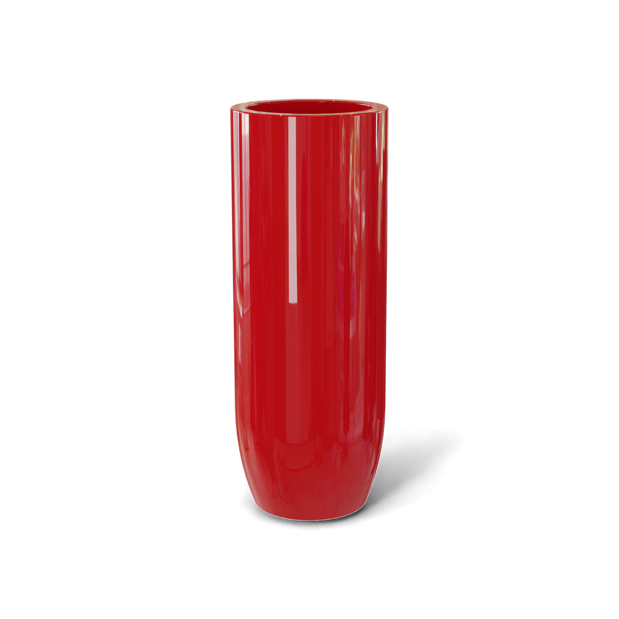 Saint Tropez bullet round fiberglass planter in Gloss Red