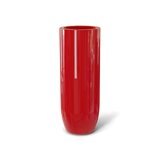 Saint Tropez bullet round fiberglass planter in Gloss Red