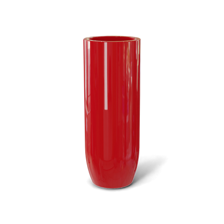 Saint Tropez bullet round fiberglass planter in Gloss Red