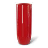 Saint tropez bullet round fiberglass planter in Gloss Red, studio render