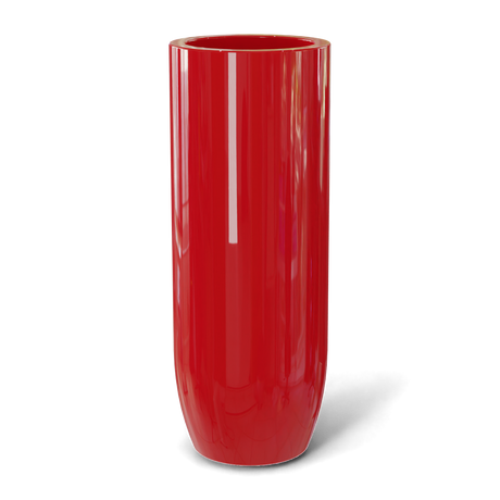 Saint tropez bullet round fiberglass planter in Gloss Red, studio render