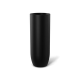 Saint Tropez bullet round fiberglass planter in Matte Black