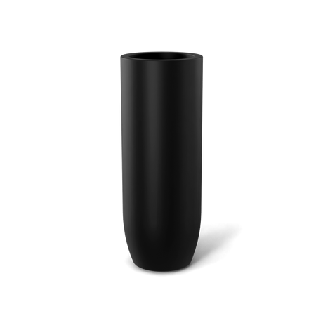 Saint Tropez bullet round fiberglass planter in Matte Black