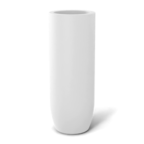 Saint tropez bullet round fiberglass planter in Matte Bright White, studio render