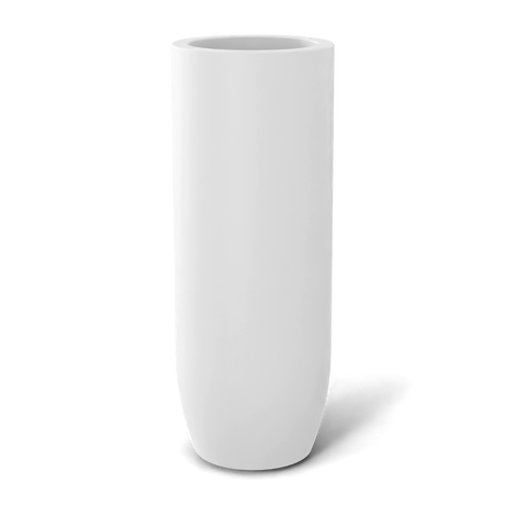 Saint tropez bullet round fiberglass planter in Matte Bright White, studio render