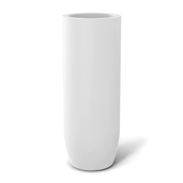 Saint tropez bullet round fiberglass planter in Matte Bright White, studio render
