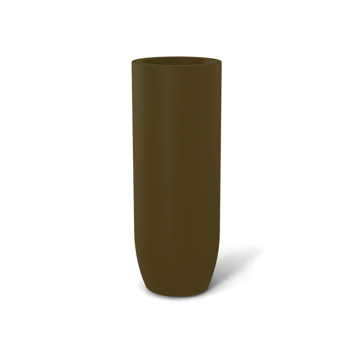 Saint Tropez bullet round fiberglass planter in Matte Bronze