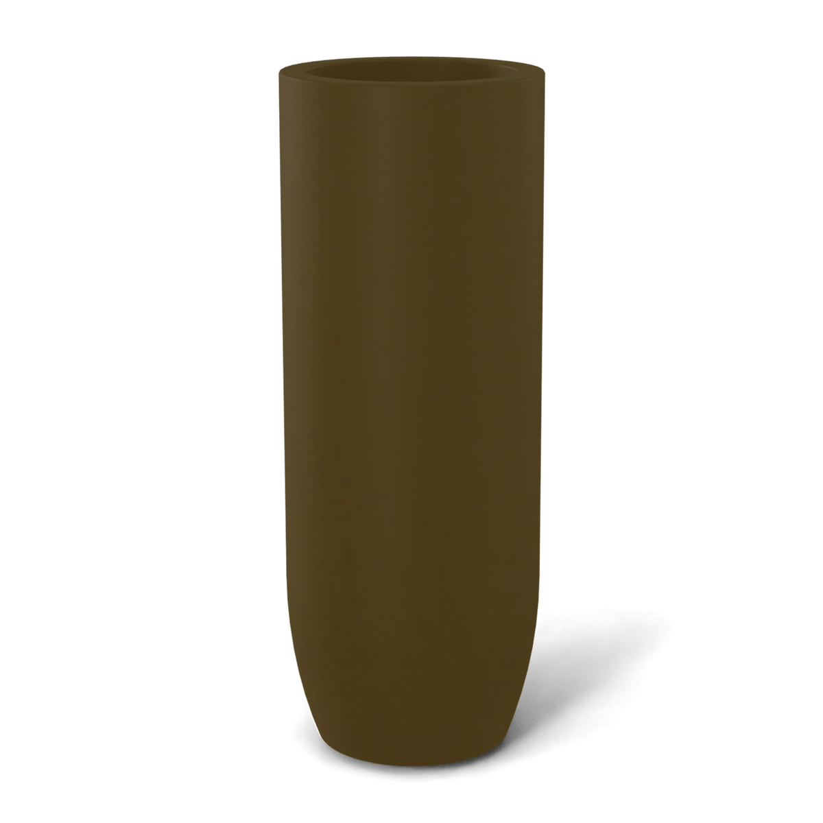Saint tropez bullet round fiberglass planter in Matte Bronze, studio render
