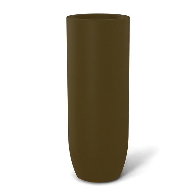 Saint tropez bullet round fiberglass planter in Matte Bronze, studio render