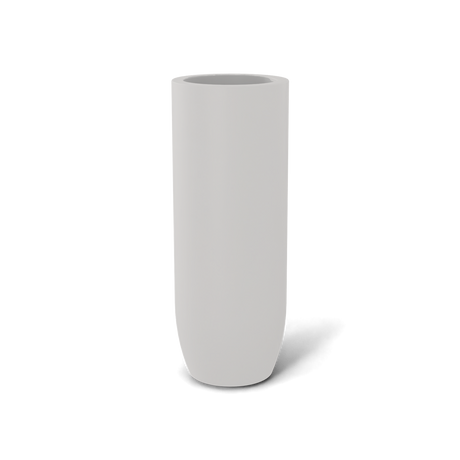 Saint Tropez bullet round fiberglass planter in Matte Cement Grey