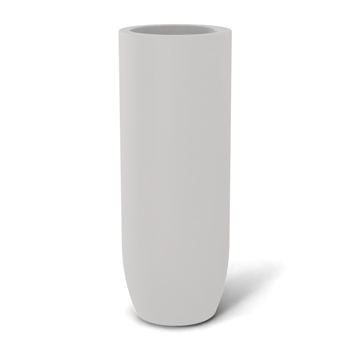 Saint tropez bullet round fiberglass planter in Matte Cement Grey, studio render