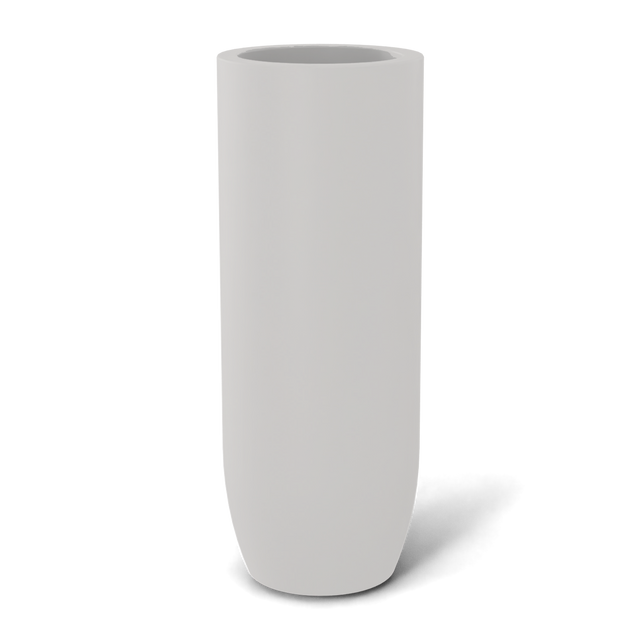 Saint tropez bullet round fiberglass planter in Matte Cement Grey, studio render