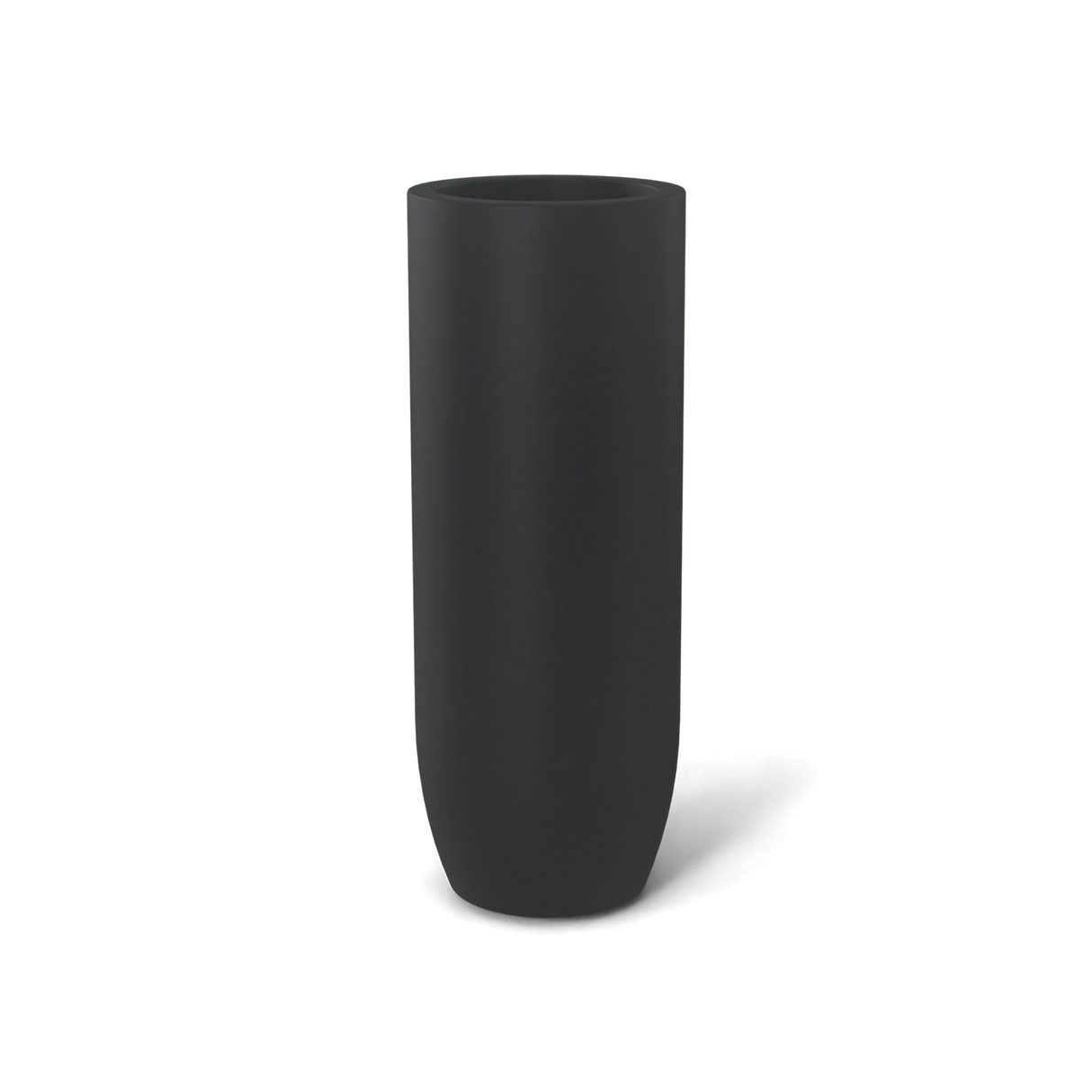 Saint Tropez bullet round fiberglass planter in Matte Charcoal