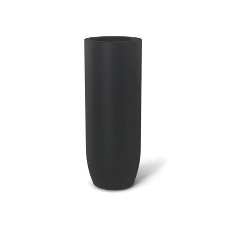 Saint Tropez bullet round fiberglass planter in Matte Charcoal