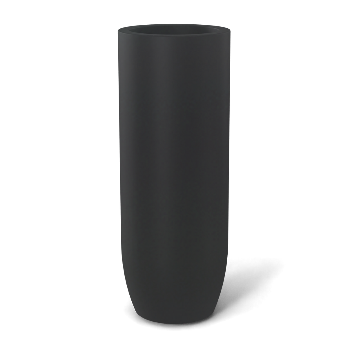 Saint tropez bullet round fiberglass planter in Matte Charcoal, studio render