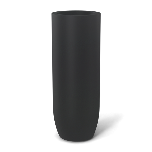 Saint tropez bullet round fiberglass planter in Matte Charcoal, studio render