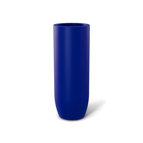 Saint Tropez bullet round fiberglass planter in Matte Cobalt Blue