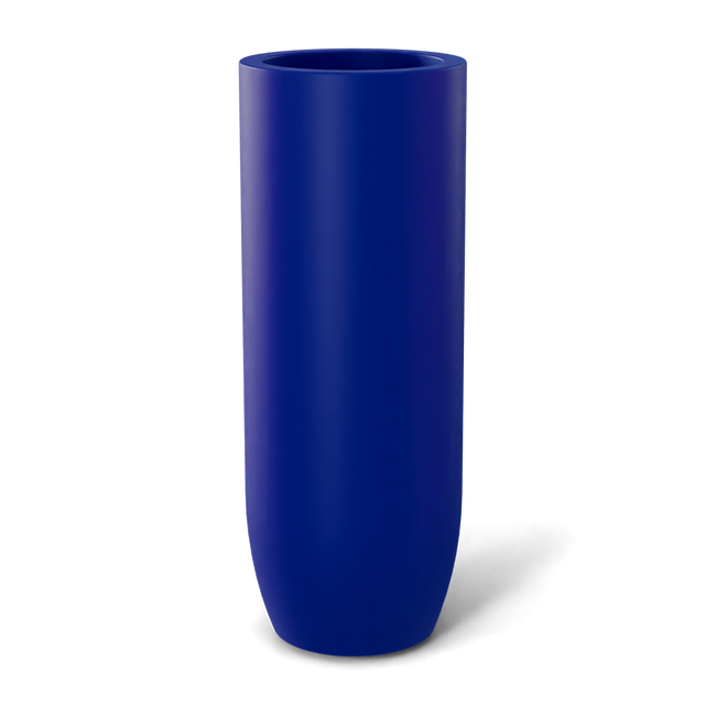 Saint tropez bullet round fiberglass planter in Matte Cobalt Blue, studio render