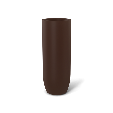 Saint Tropez bullet round fiberglass planter in Matte Dark Brown