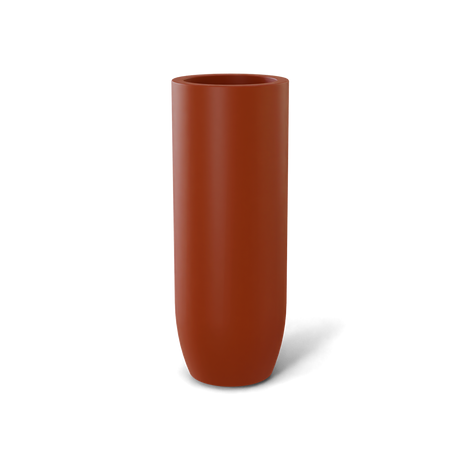 Saint Tropez bullet round fiberglass planter in Matte Terra Cotta