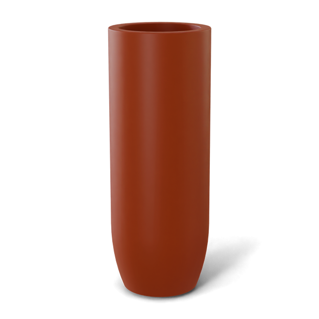 Saint tropez bullet round fiberglass planter in Matte Terra Cotta, studio render