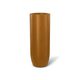 Saint Tropez bullet round fiberglass planter in Metallic Bronze