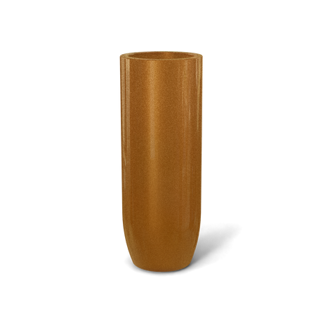 Saint Tropez bullet round fiberglass planter in Metallic Bronze