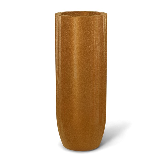 Saint tropez bullet round fiberglass planter in Metallic Bronze, studio render