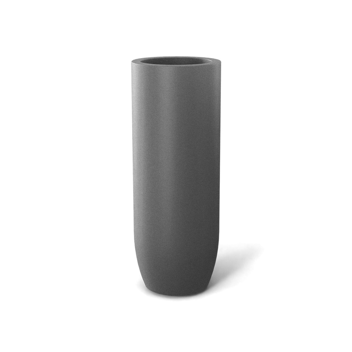 Saint Tropez bullet round fiberglass planter in Metallic Silver