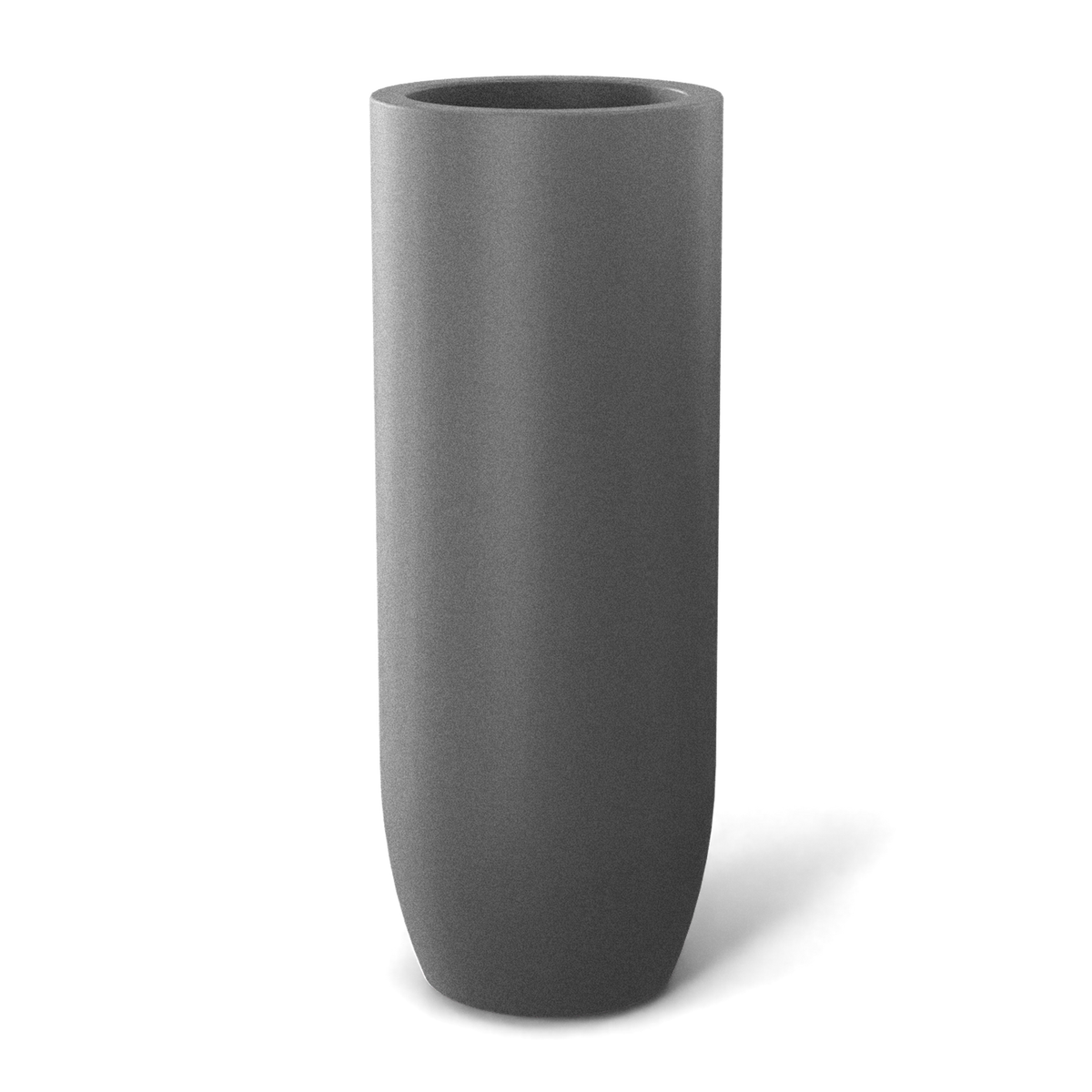 Saint tropez bullet round fiberglass planter in Metallic Silver, studio render