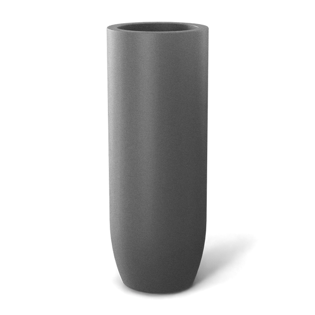 Saint tropez bullet round fiberglass planter in Metallic Silver, studio render