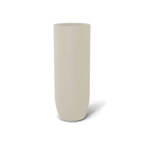 Saint Tropez bullet round fiberglass planter in Satin Beige