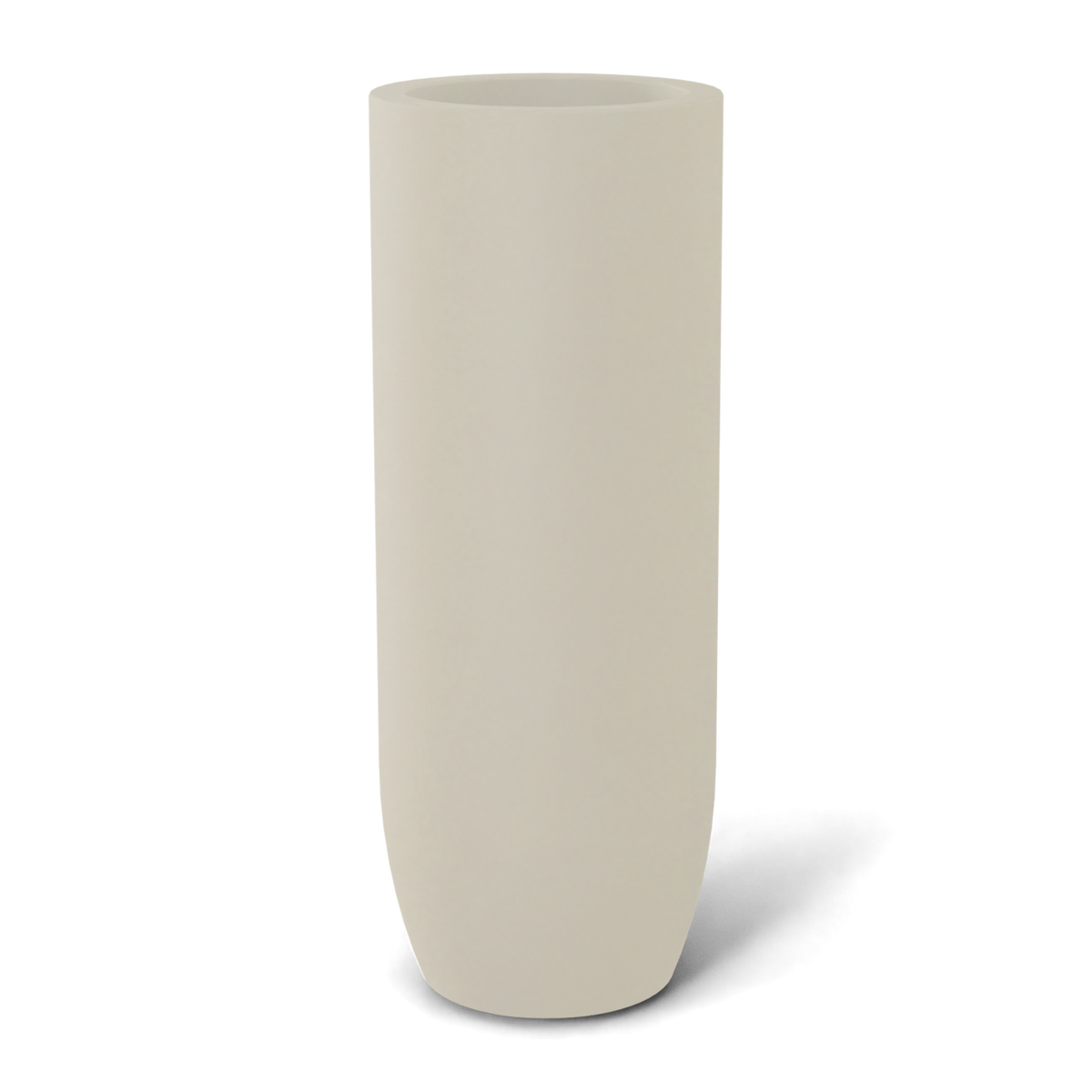 Saint tropez bullet round fiberglass planter in Satin Beige, studio render