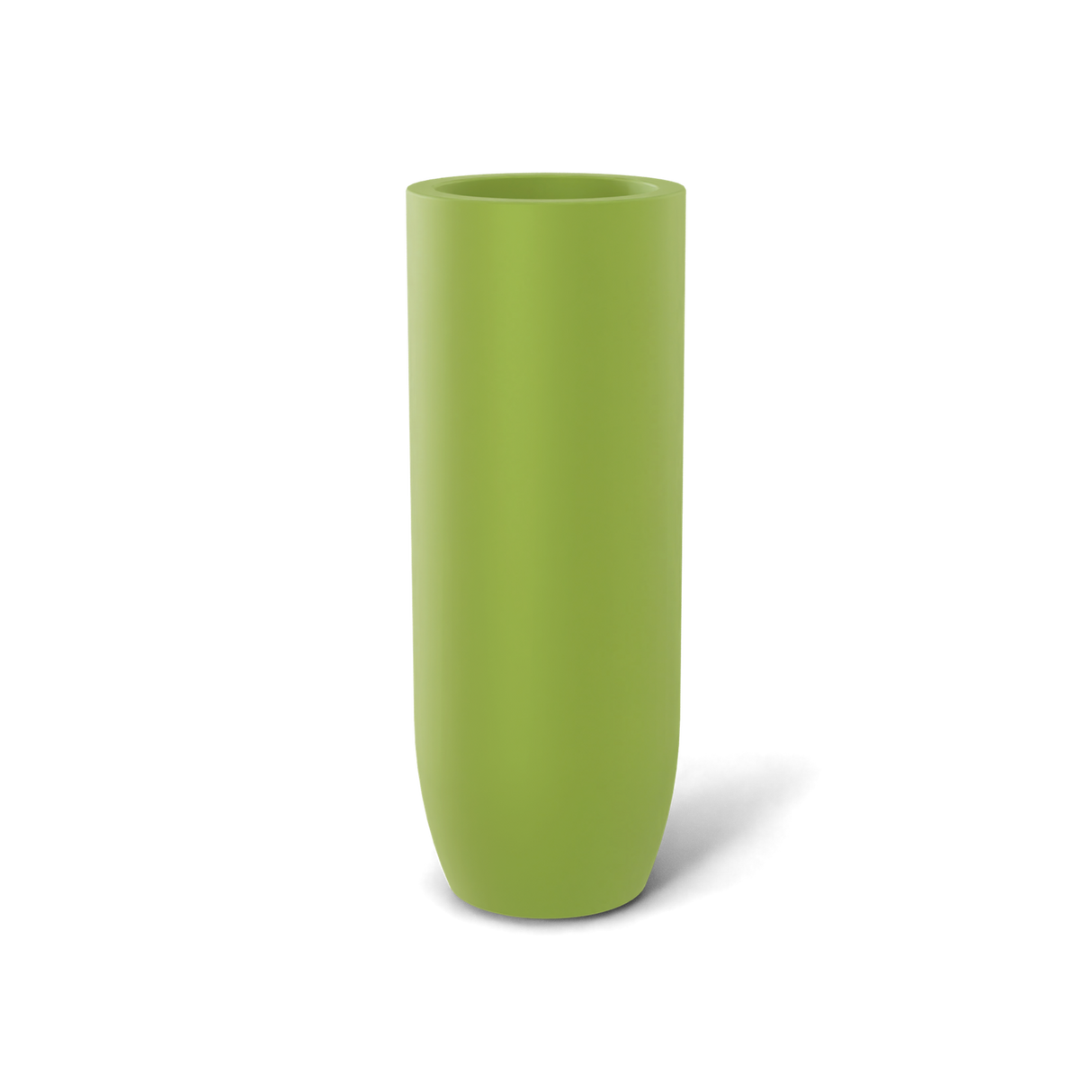 Saint Tropez bullet round fiberglass planter in Satin Green