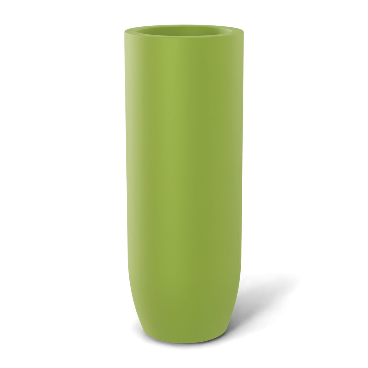 Saint tropez bullet round fiberglass planter in Satin Green, studio render